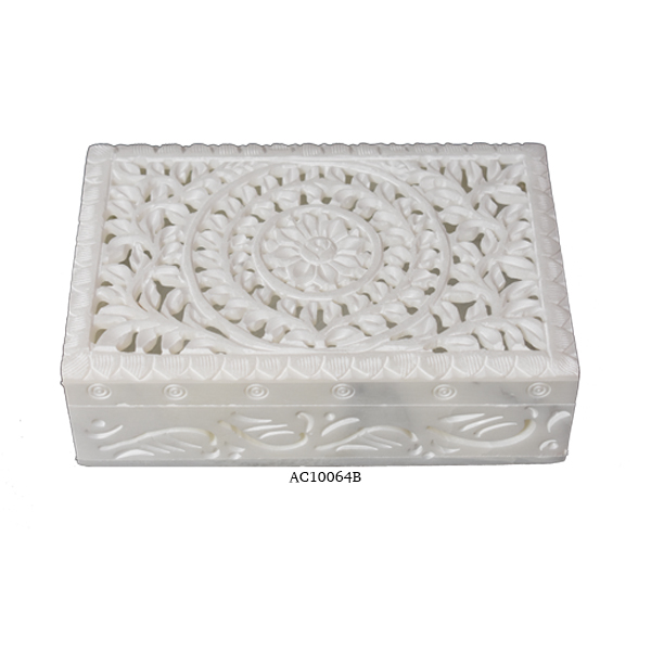 Handicraft Marble White Box Carving Work