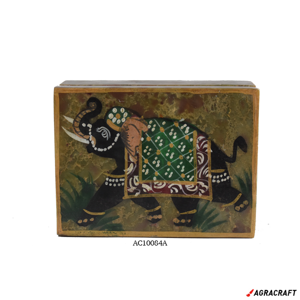 Handicraft Marble Box Painting Art Work Soapstone