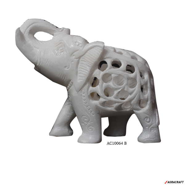 Handicraft White Marble Elephant Carving Work