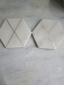White Marble Hexagon Coater set