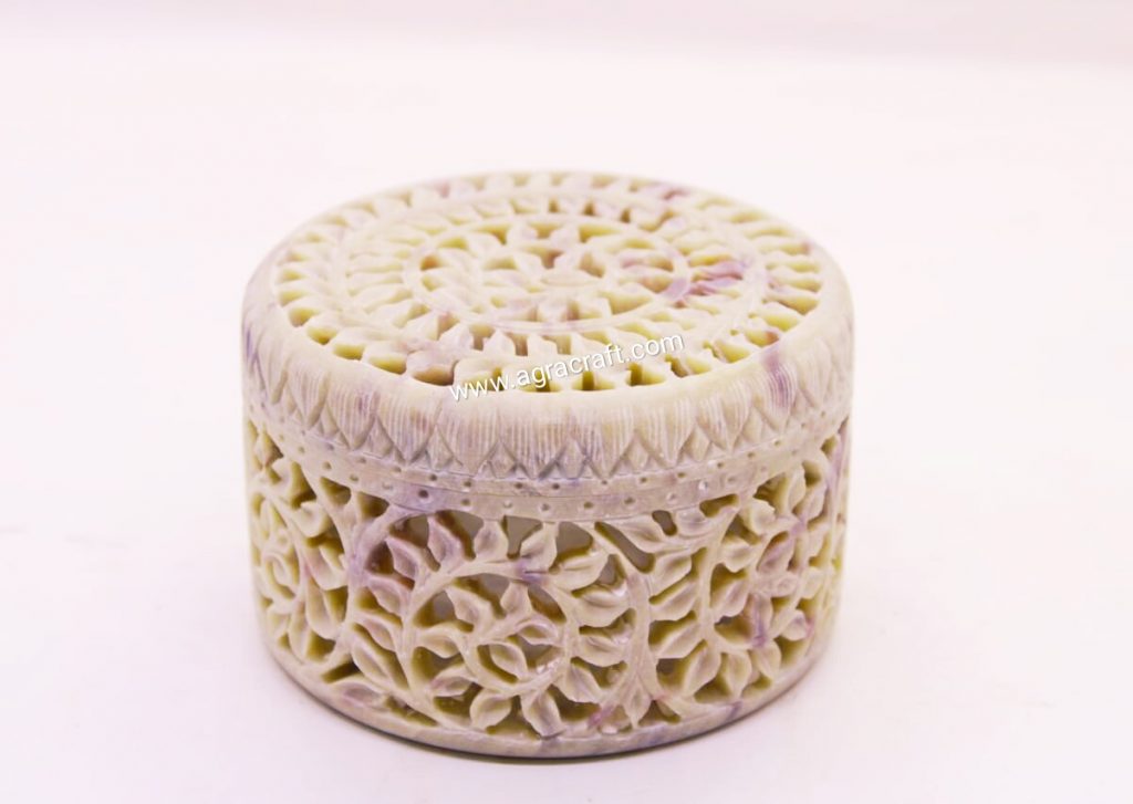 Agracraft Marble Soapstone Decorative jewellery & Dry Fruits box