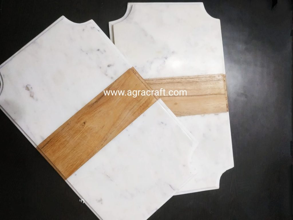 Agracraft White Marble & Wooden Chopping Board
