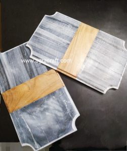 Agracraft Black Marble & Wooden Decorative Cheese Platter