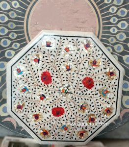 Marble Hexagonal Decorative Inlay Table Top For home