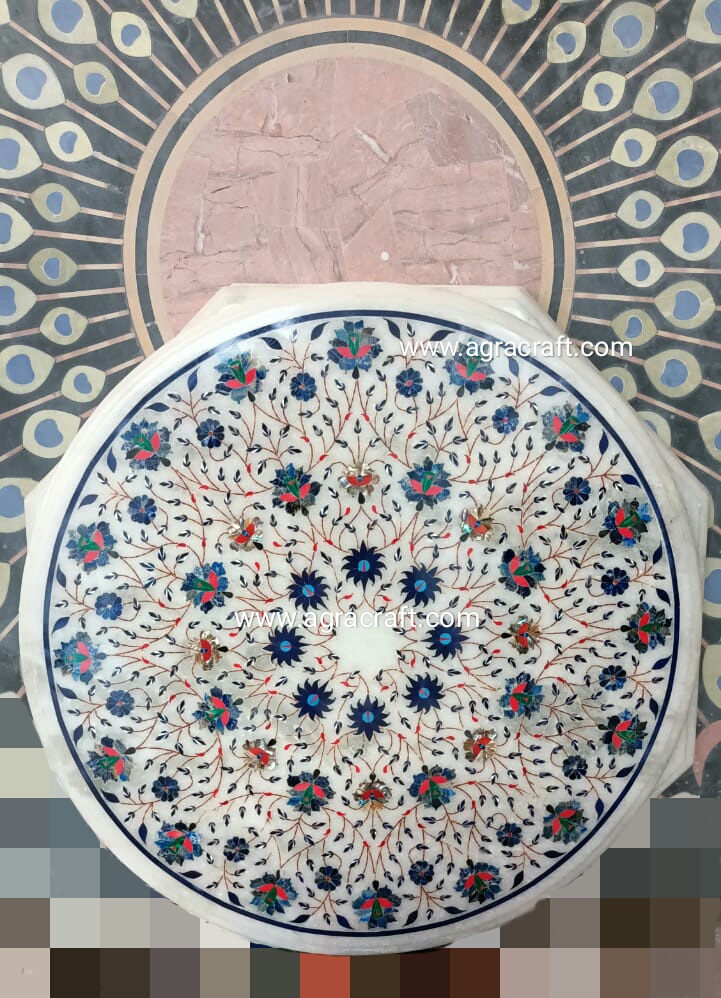Marble Circle Decorative Inlay Table Top For home