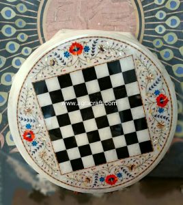 Marble Circle Decorative Inlay Table Top For Chess