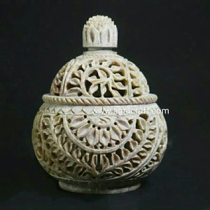 Agracraft Soapstone Marble Candle Holder Crarving Flora work