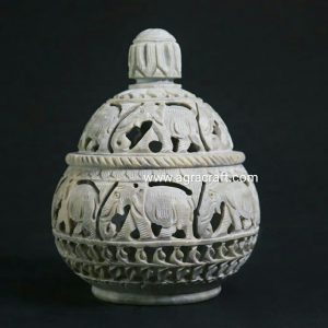 Agracraft Soapstone Marble Candle Holder Crarving work