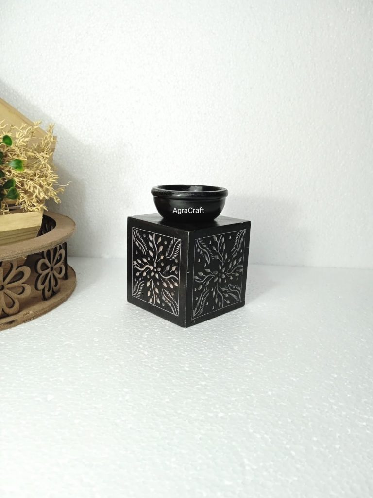 Agracraft Marble soapstone square black Aroma lamp for fragrance