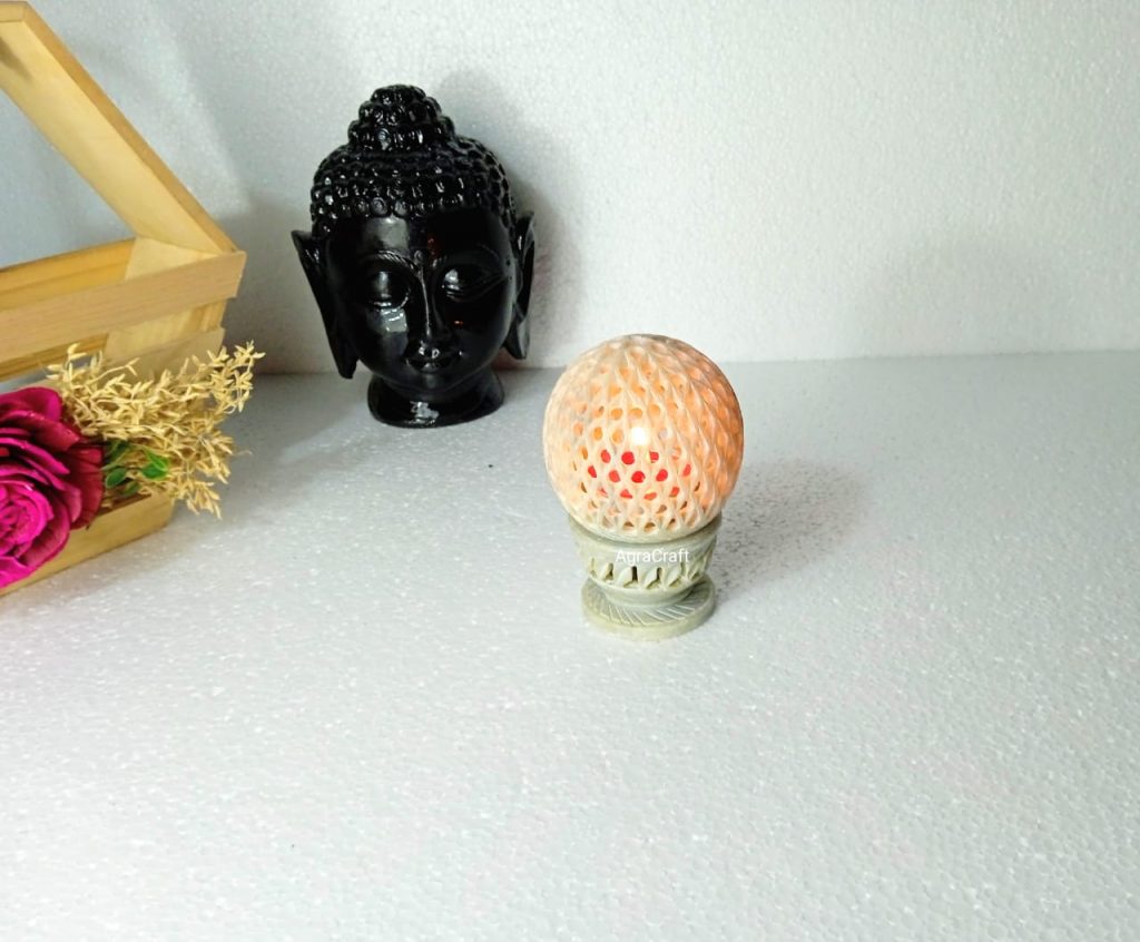 Agracraft Soapstone Marble T-light candle stand for Dinner candle