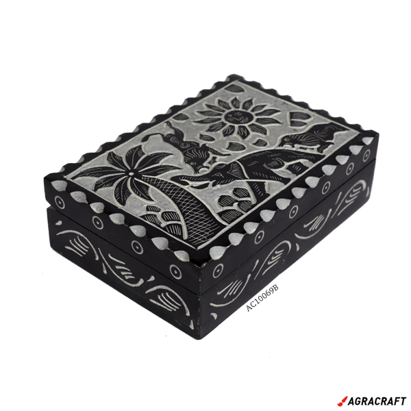 Handicraft Marble Box Touching Forest Fighting Art Work