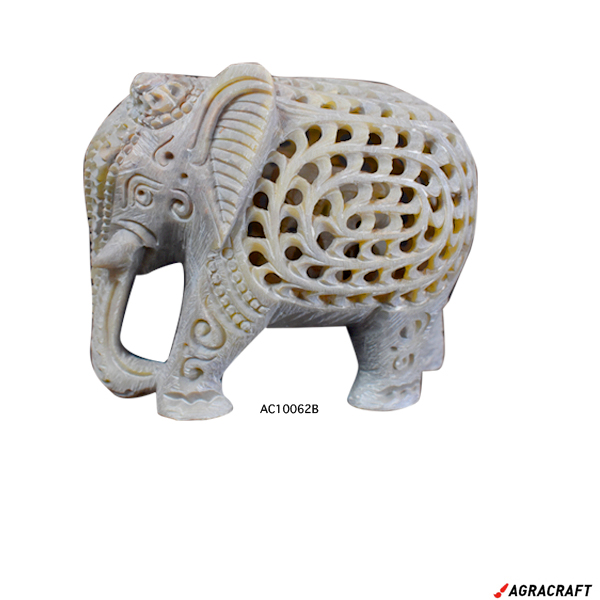 Handicraft Marble Double Baby Elephant Inside Fine Net Work