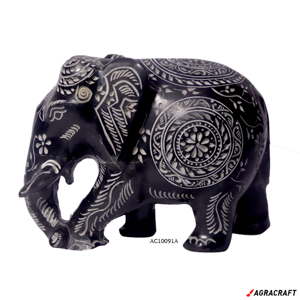 Handicraft Marble Elephant Touching Carving Work