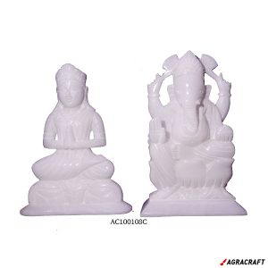 Handicraft Marble White Shopstone Handmade Lakshmi And Ganesh Pair