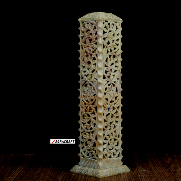 Handicraft Marble Incense Holder Floral Carving Art Work