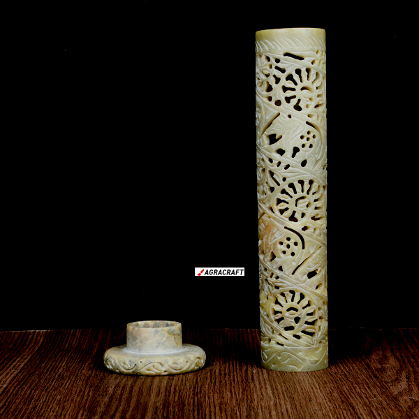 Handicraft Marble Incense Holder In Chain Of Elephant Carving