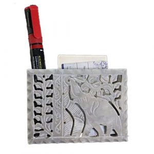 Agracraft Soapstone Pen Card Stand Carved Stone  Carving Elephant work