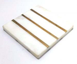 white marble coaster set